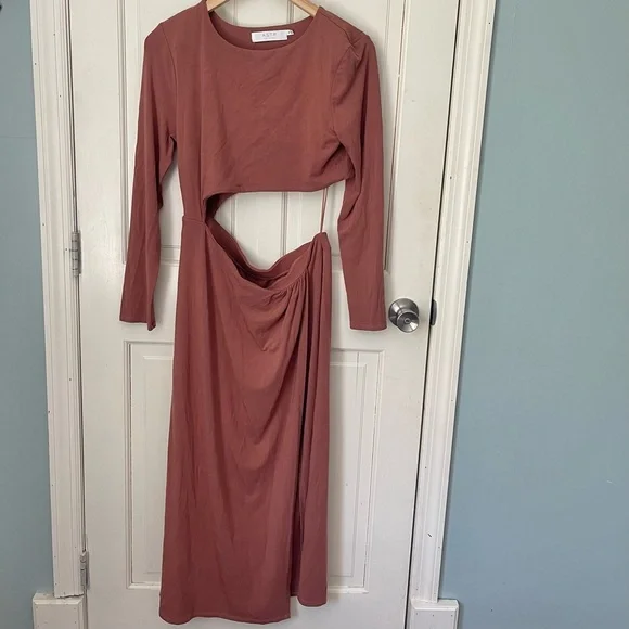 ASTR the Label Westwood Dress XL Pink Cutout Midi Stretch Jersey Sexy Revolve - Picture 4 of 8
